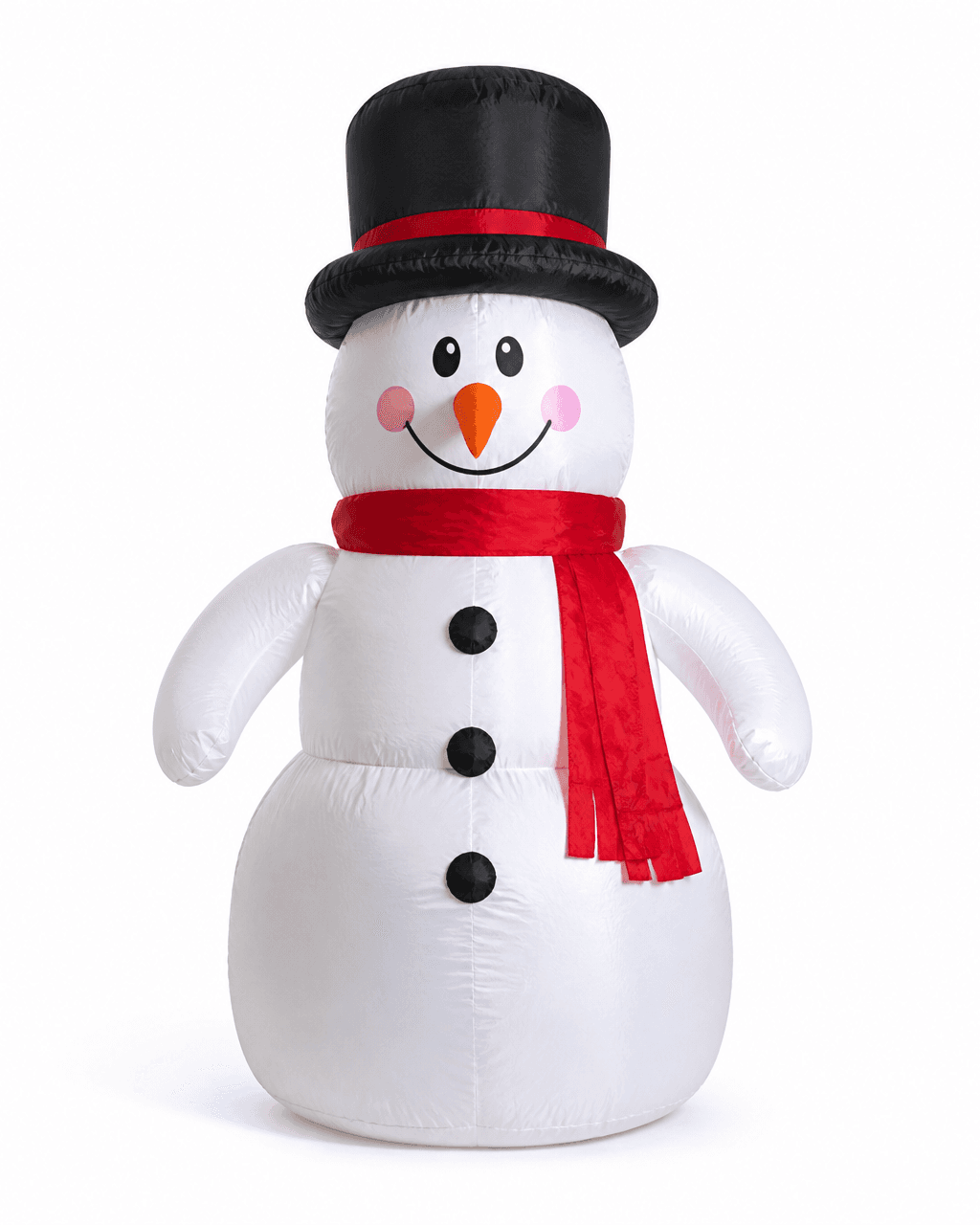 White background view of a custom inflatable Christmas snowman decoration