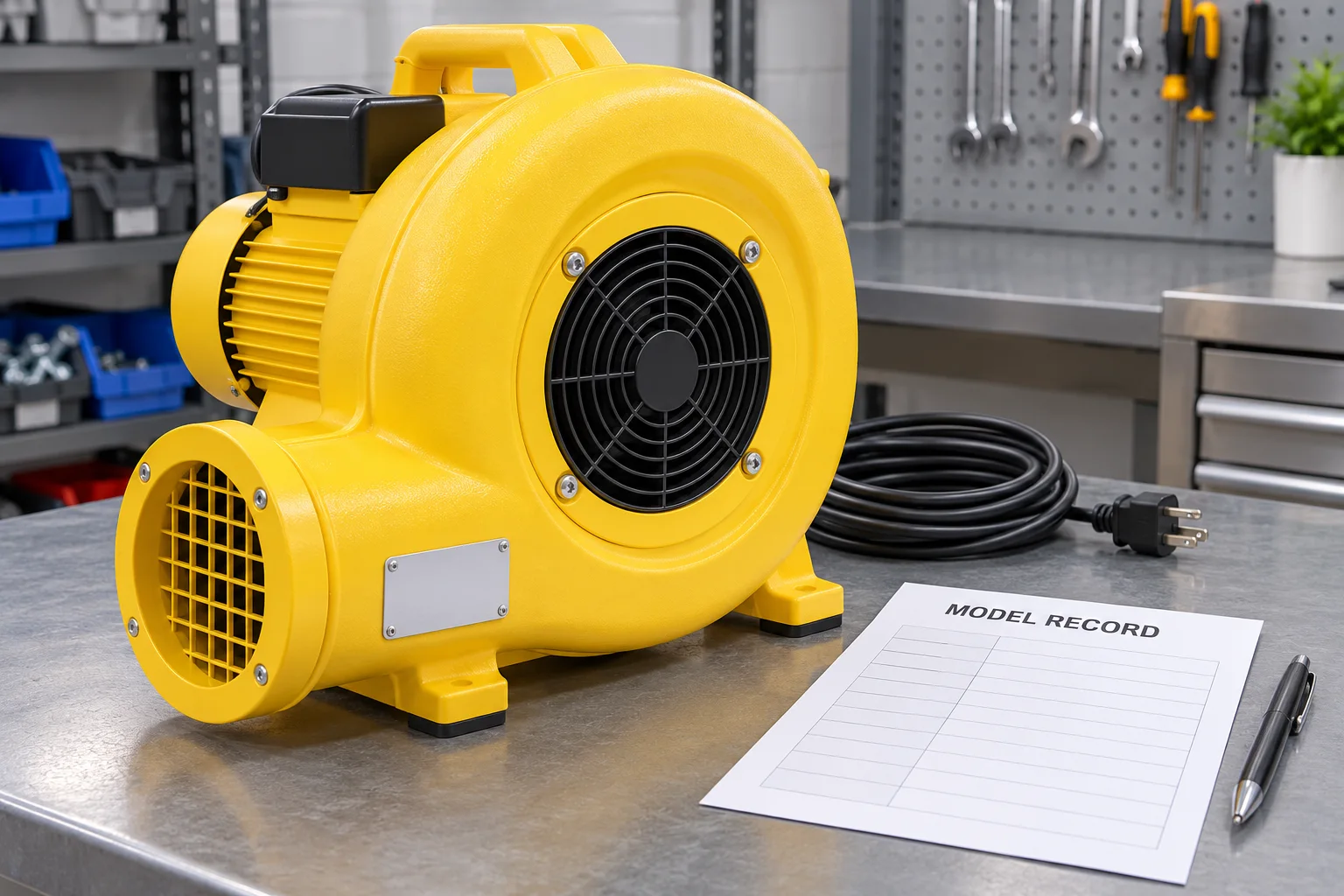 Unplugged generic blower and blank model-record worksheet