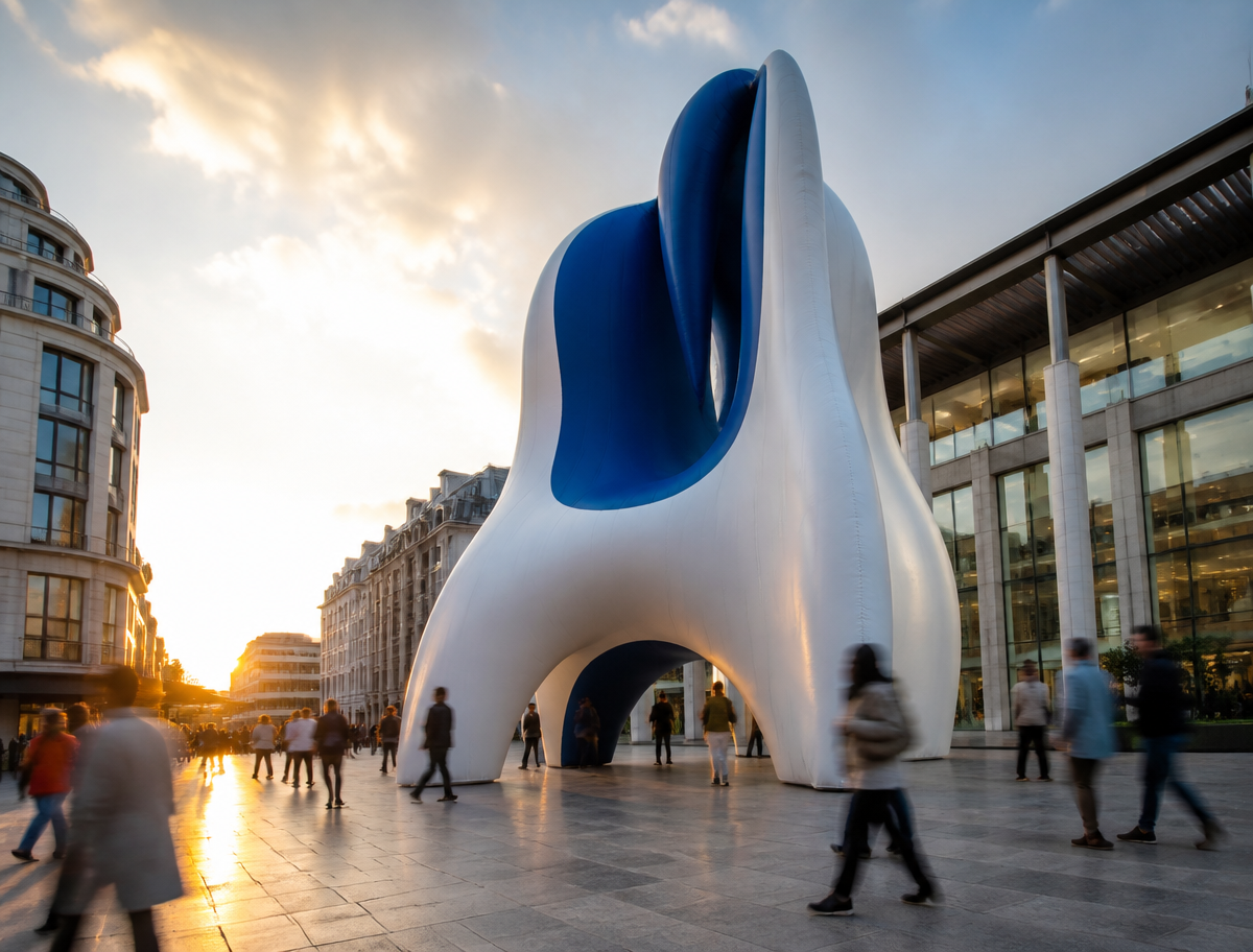 Custom shaped advertising inflatable displayed for a French brand activation