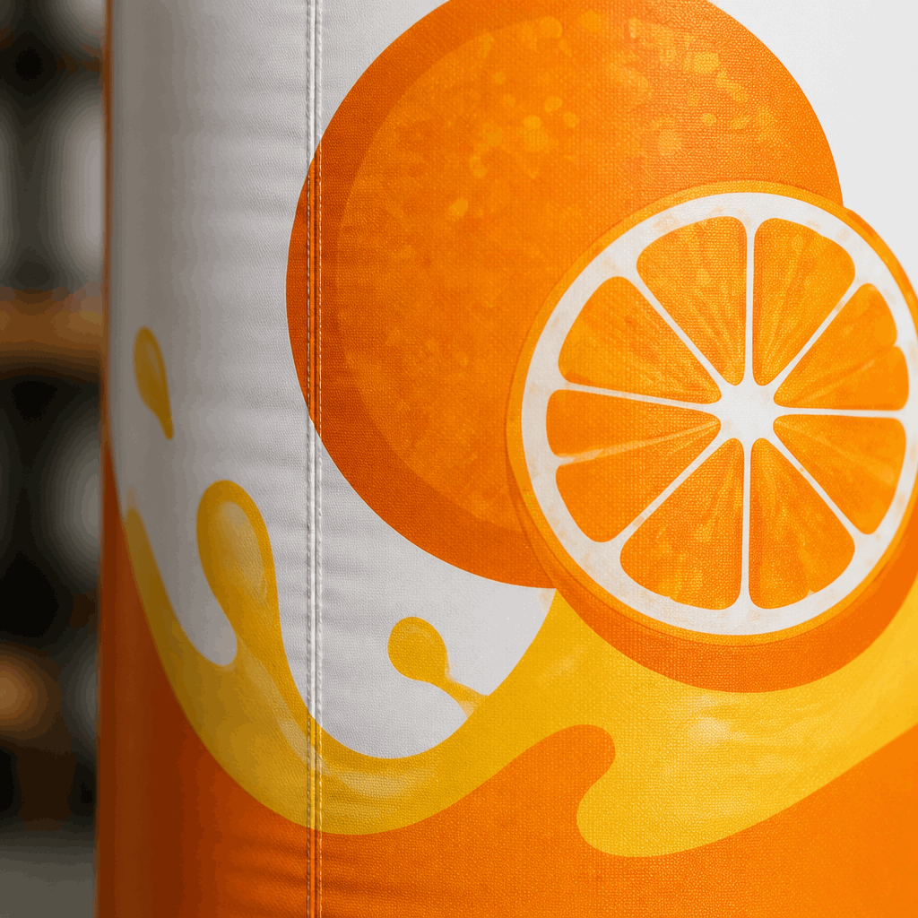 Close-up technical detail of printed surface and welded seam on custom inflatable bottle model