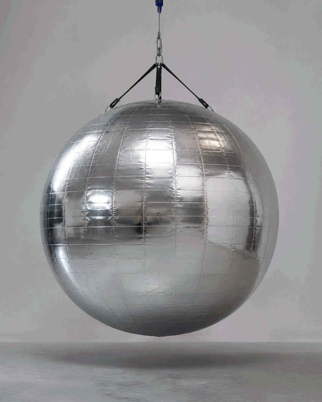 White-background inflatable mirror ball product view for event installation planning