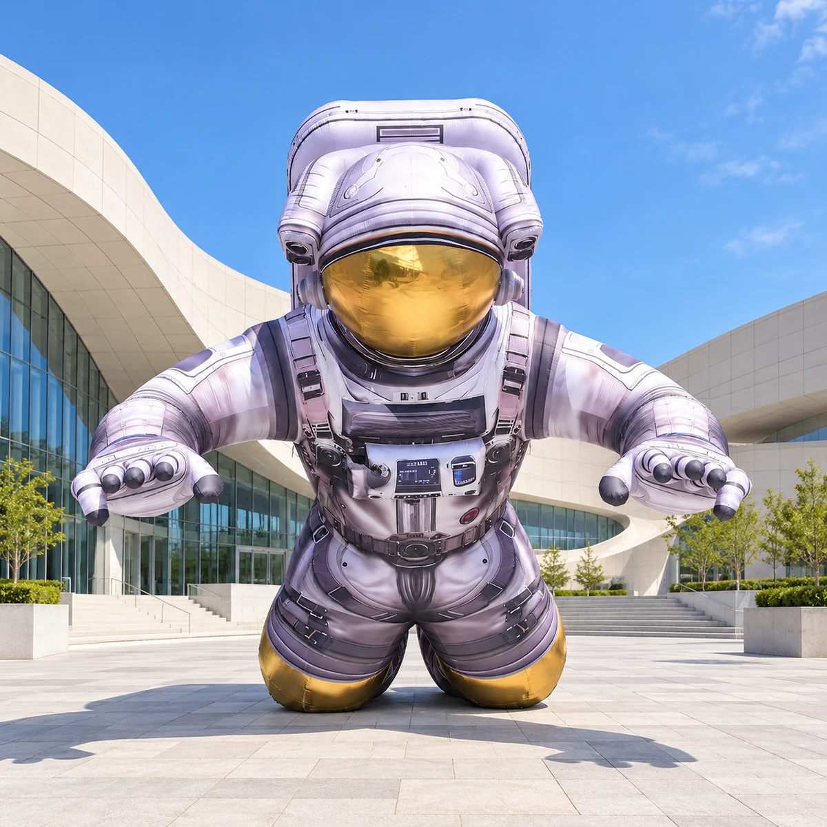 Same astronaut in an outdoor event concept (AI-generated concept visualization)