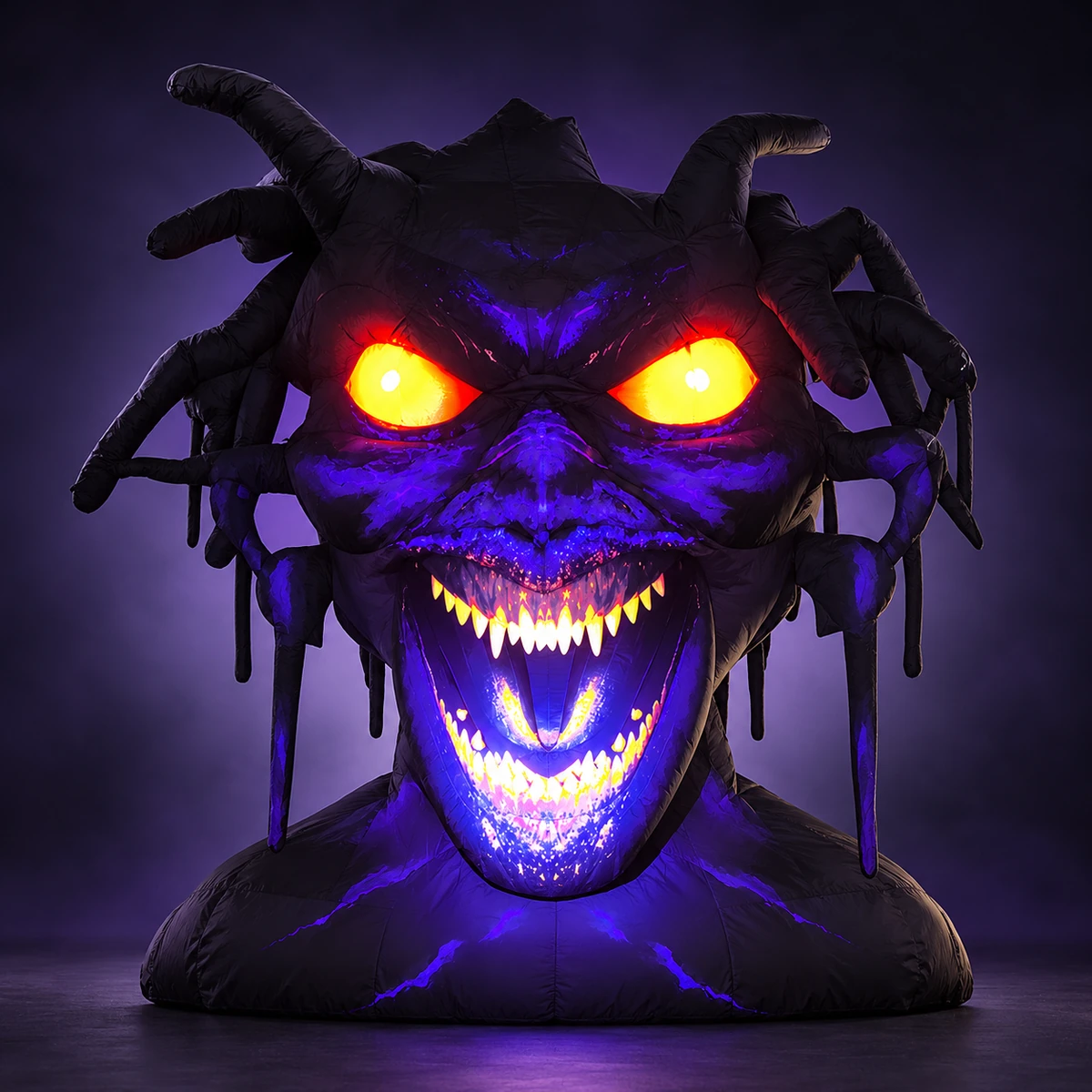 Monster head front view in a studio concept (AI-generated concept visualization)