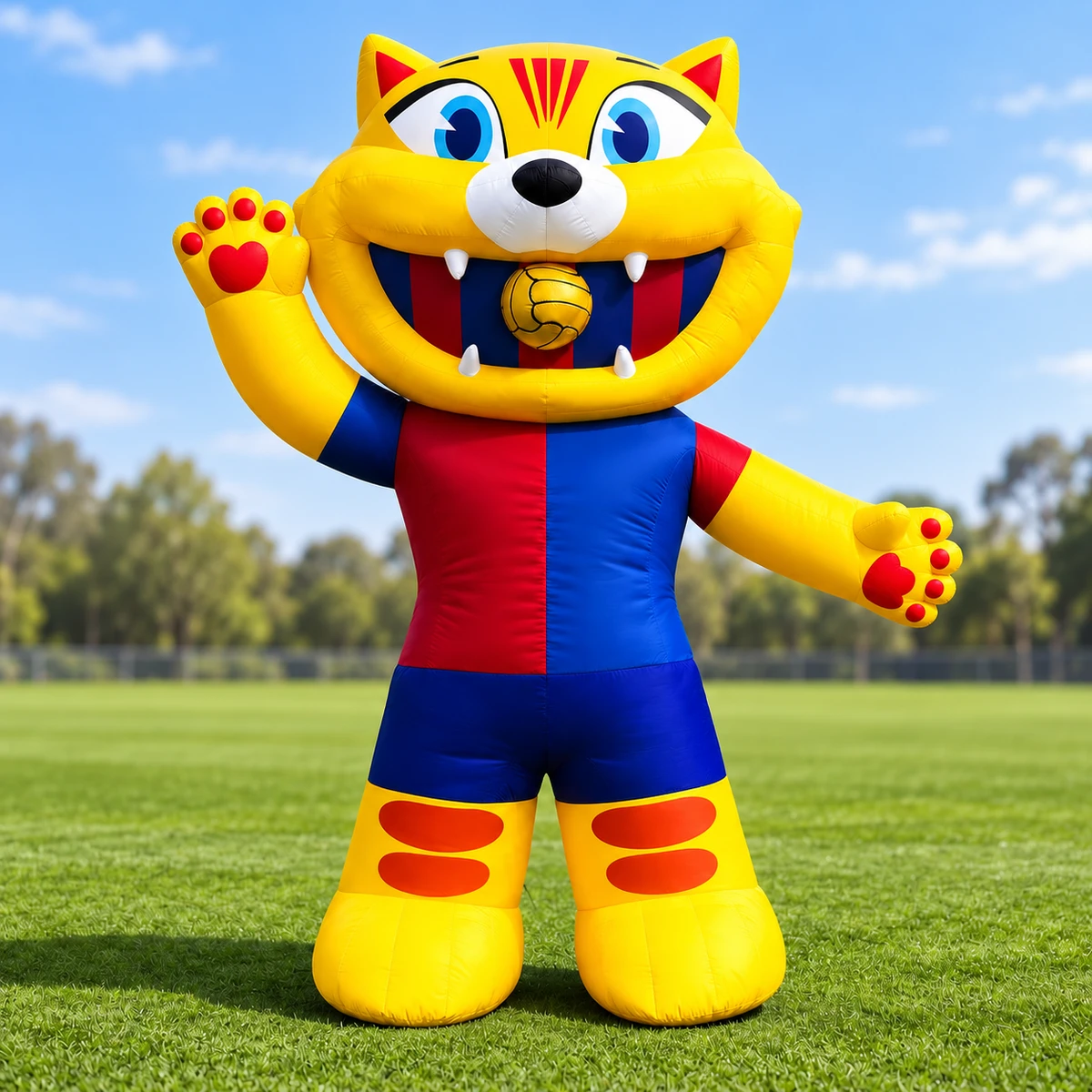Same tiger mascot with one paw raised in greeting (AI-generated concept visualization)